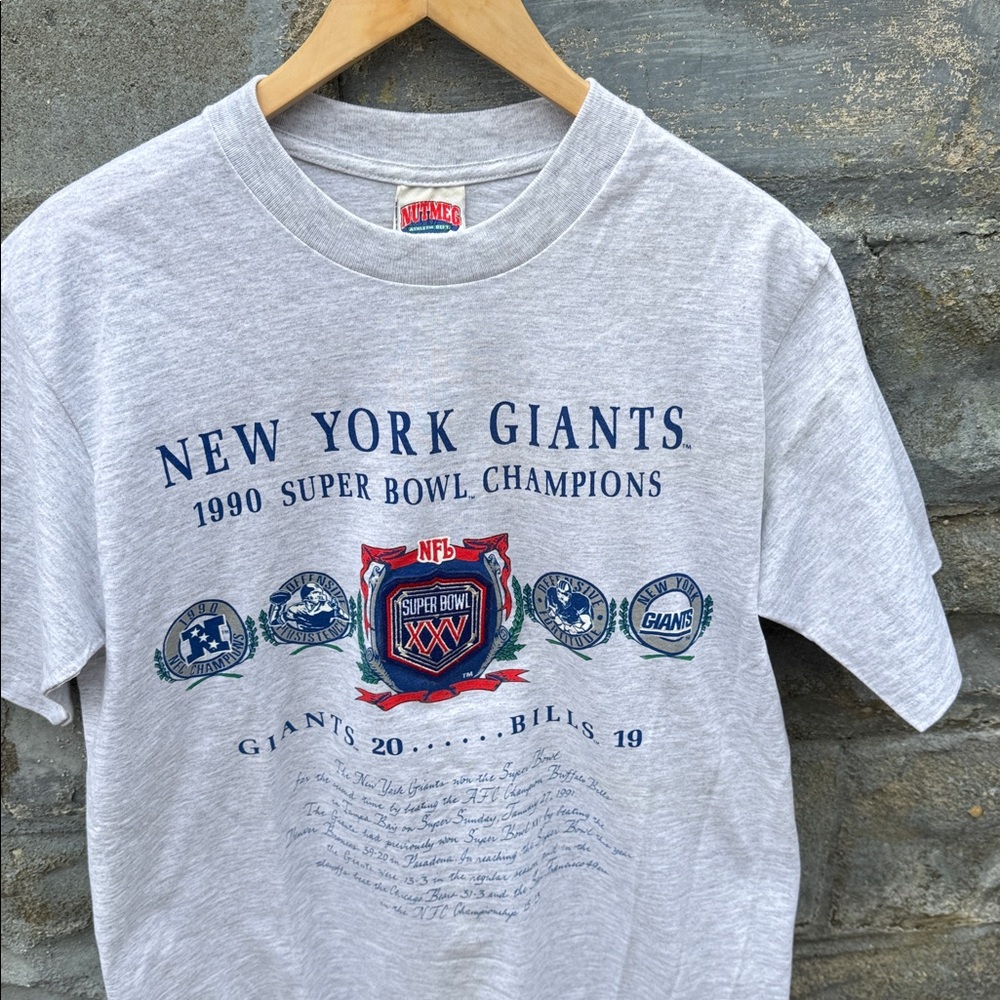 Vintage New York Giants T Shirt Large 90s Super Bowl Champs Nutmeg